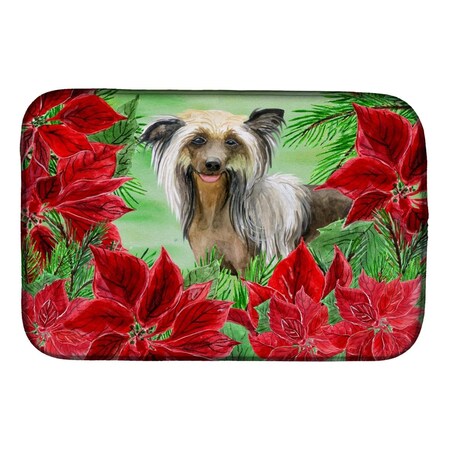 Carolines Treasures Chinese Crested Poinsettas Dish Drying Mat CK1307DDM